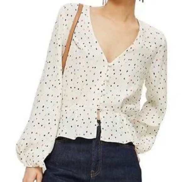Topshop Sprinkle Polka Dot Print Multicolour Blouse - Picture 3 of 6